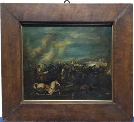 Ignoto "Scena di battaglia" dipinto ad olio su tavola (cm 29x33)
Timbro al retr