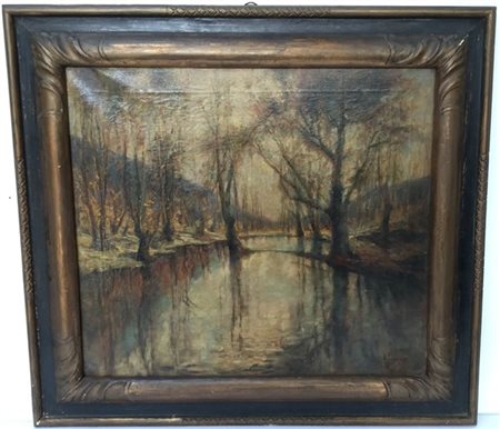 Maria Longoni "Impressioni" olio su tela (cm 55x62) firmato e datato 1923 in ba