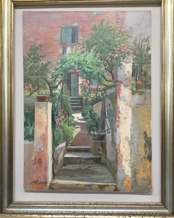 Saverio Seassaro "Nervi via Ravano" olio su tela (cm 70x51) firmato in basso a