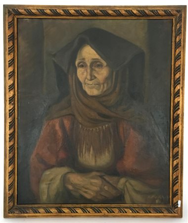 Antonio Mura "Ritratto di donna sarda" olio su telafirmato e datato in basso