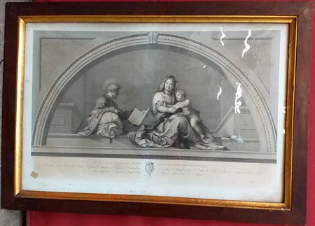 Raphael Morghen "Madonna con Bambino e santo" incisione da Andrea del Sarto (cm