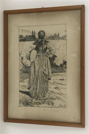 Giovanni Fattori "Donna del Gabbro" Incisione del centenario firmata in lastra