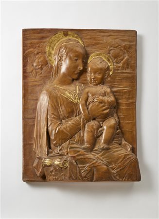 Manifattura di Signa
Grande formella in terracotta parzialmente dorata raffigur