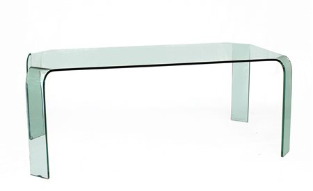 Antonio Livi Tavolo monolitico in vetro curvato modello "Ragno". Produzione FIAM