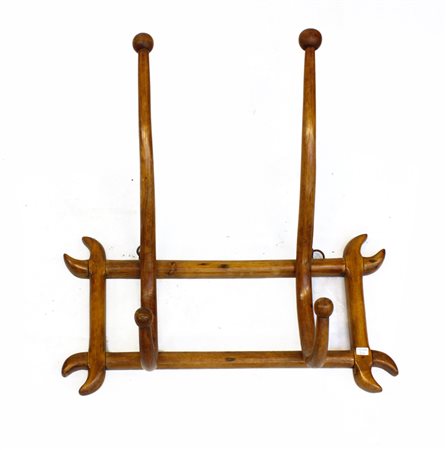 Piccolo appendiabiti da parete in faggio curvato al vapore. Italia, prima metà