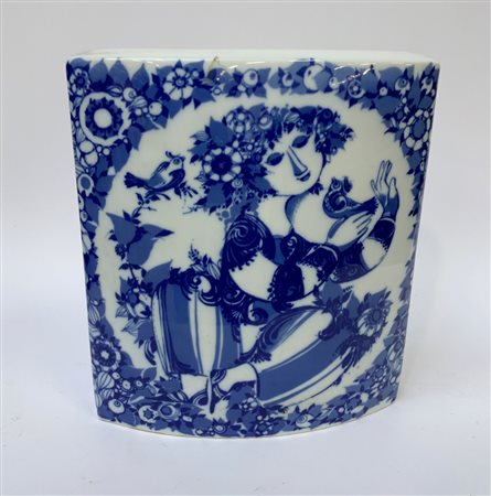 Bjorn Wiinblad Vaso in ceramica decorata a smalto bianco e blu della serie "Stud