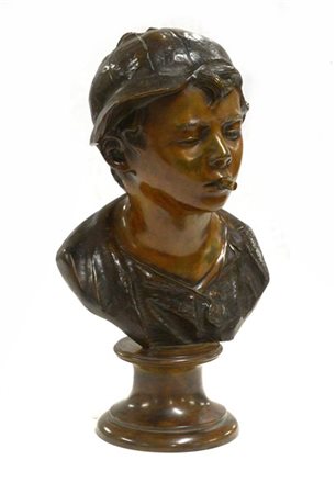 Ignoto "Scugnizzo" busto in bronzo su base tornita (h cm 42) (difetti)