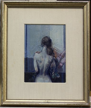 Guido Razzi "Nudo di schiena" 
olio su cartoncino
cm 17x12
firmato in basso a si