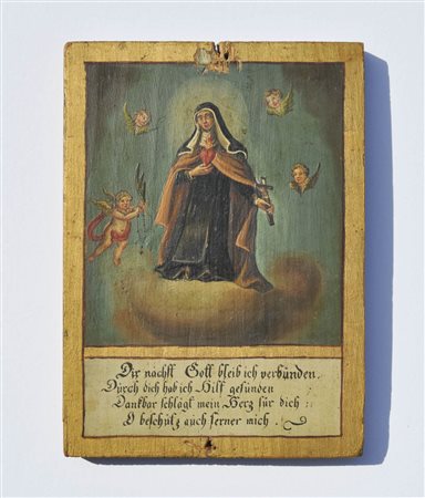 Ex voto ca. 1850;Olio su tavola, 26 x 19 cm, danni