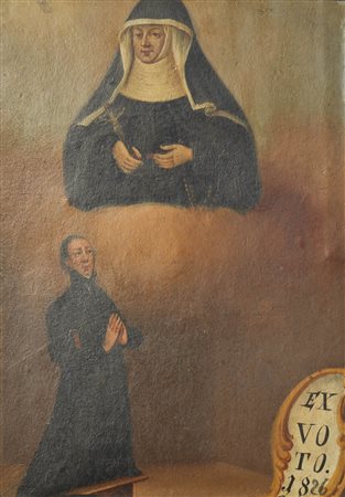 Ex voto 1826;Olio su cartone, 26 x 19 cm, danni