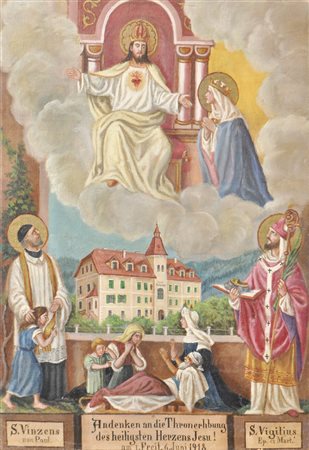 Ex voto „Andenken an die Thronerhebung.., 1918;des hl. Herzens Jesu! am 1....