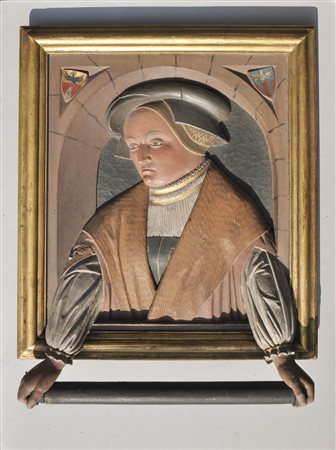 Portasciugamani in stile tardo Ottocento, ca 1880;Legno dipinto, 63 x 51 cm,...