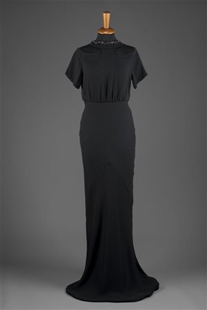 TWIN SET
Vestito nero lungo in maglina con piccola manica e motivo di boules br