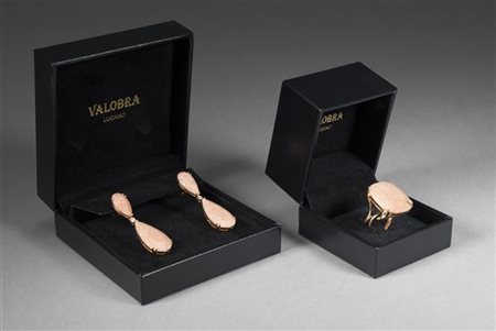 VALOBRA, PIERO MILANO
Demi-parure in oro rosa e amazzonite arancione composta d