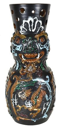 TOTEM vaso in ceramica di Albisola, cm 63 Italia, metΰ XX secolo firmato alla...