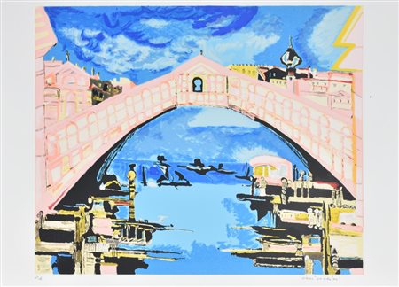 Remo Brindisi VENEZIA litografia su carta, cm 50x70 esemplare prova d'autore...