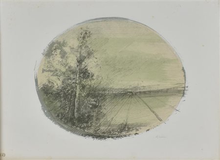 Giuseppe Ajmone SENZA TITOLO litografia su carta, cm 40x54 esemplare P.A. sul...