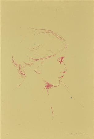 Fiorello Moroni VOLTO DI DONNA serigrafia su carta, cm 70x50 esemplare prove...