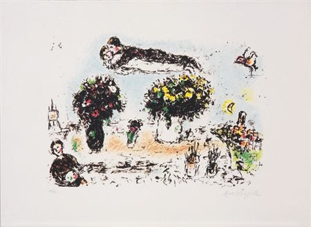 Marc Chagall Vitebsk 1887 - Saint Paul de Vence 1985 Le Peintre aux trois...