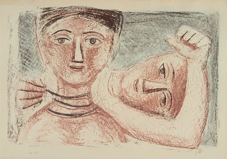 Massimo Campigli Berlino 1895 - St.Tropez 1971 La collana II, 1952 Litografia...