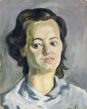 Carlo Levi Torino 1902 - Roma 1975 Volto di donna Olio su tela, cm. 42x33,5...