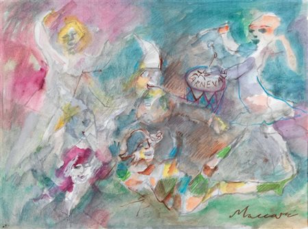 Mino Maccari Siena 1898 - Roma 1989 Carnevale Gouache su carta, cm. 50,5x69,7...