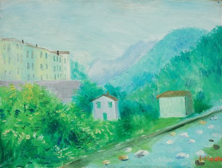 Umberto Lilloni Milano 1898 - 1980 La casa di Domenico, (1966) Olio su tela,...