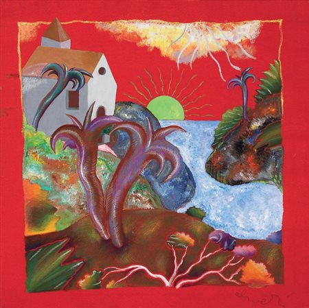 Luca Alinari Firenze 1943 Paesaggio Acrilico su stoffa tesa su tela, cm....