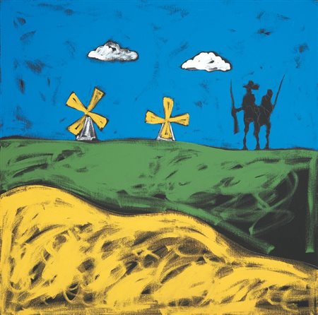 Tano Festa Roma 1938 - 1987 Don Quichotte Acrilico su tela, cm. 70x70 Firma...