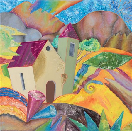 Luca Alinari Firenze 1943 Paesaggio Acrilico su stoffa tesa su tela, cm....