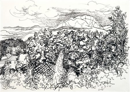 Renato Guttuso Bagheria (Pa) 1912 - Roma 1987 Paesaggio di Velate, 1968 China...