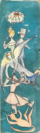 Mino Maccari Siena 1898 - Roma 1989 La passeggiata Tecnica mista su carta...