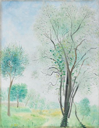 Umberto Lilloni Milano 1898 - 1980 Paesaggio ligure Olio su tela, cm. 64x49...