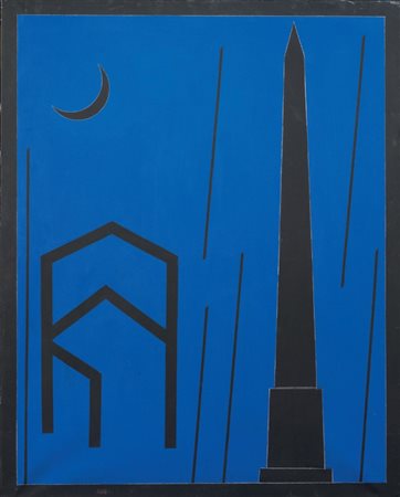 Franco Angeli Roma 1935 - 1988 Il Trono di Konstantin Brancusi Smalto su...