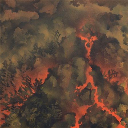 Corrado Cagli Ancona 1910 - Roma 1976 La montagna Olio su tela, cm. 90x90...