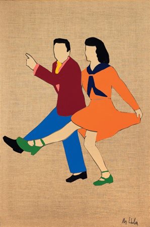 Marco Lodola Dorno (Pv) 1955 Ballerini Tecnica mista su tela, cm. 150x100...