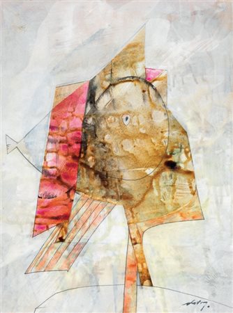 Gianni Dova Roma 1925 - Pisa 1991 Composizione Tempera su carta applicata su...