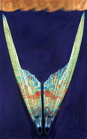 Silvio Merlino Napoli 1952 Pinne, 1993 Pittura e assemblaggio su tela, cm....