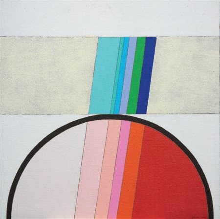 Eugenio Carmi Genova 1920 Strada celeste, 2007 Acrilico su juta, cm. 60x60,3...