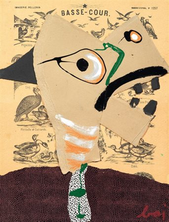 Enrico Baj Milano 1924 - Vergiate (Va) 2003 Basse-cour, 1961 Olio e collage...