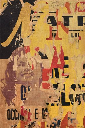 Mimmo Rotella Catanzaro 1918 - Milano 2006 A rosso con donna, 1961 Décollage...