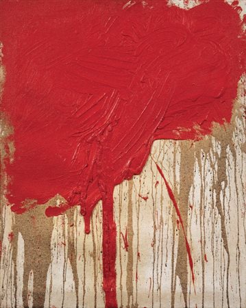 Hermann Nitsch Vienna 1938 Senza titolo, 1998 Olio su juta, cm. 100x80 Firma...