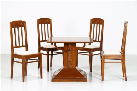 PIERO PORTALUPPI Tavolo e quattro sedie.