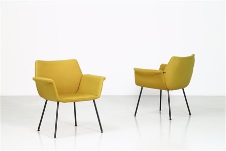 AUGUSTO BOZZI Coppia di poltroncine.