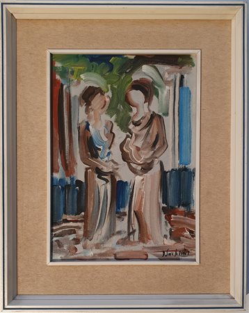 Ducas Sachinis DUE FIGURE, 1974 Olio su tela