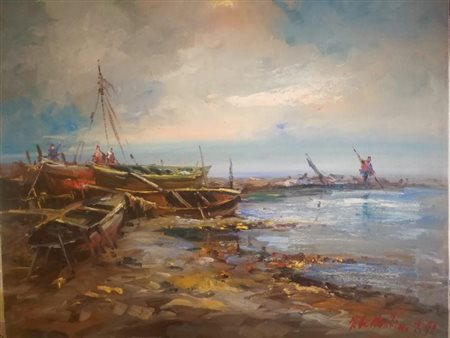 Norberto Martini, Piccolo cantiere di pescatori, 1992