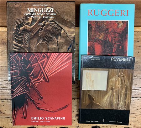 MONOGRAFIE DI ARTISTI ITALIANI - Lotto unico di 4 volumi (Scanavino, Ruggeri, Peverlli e Minguzzi)