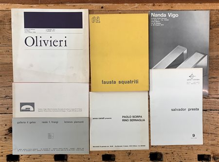 ARTISTI ITALIANI DEL DOPOGUERRA - Lotto unico di 7 cataloghi (Olivieri, Vigo, Squatriti, Scirpa, Presta e Frangi)