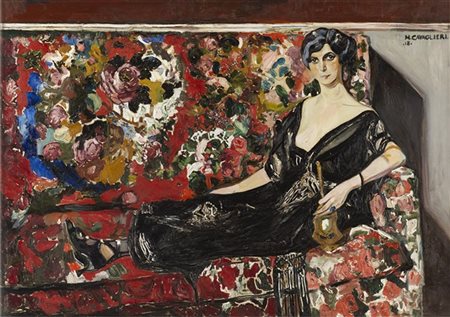 Mario Cavaglieri "La méche bianca" 1918
olio su tela
cm 134x188
Firmato e datato