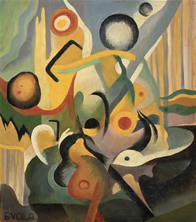 Julius Evola "Senza titolo" 1919-20 circa
olio su cartone
cm 40x36
Firmato in ba